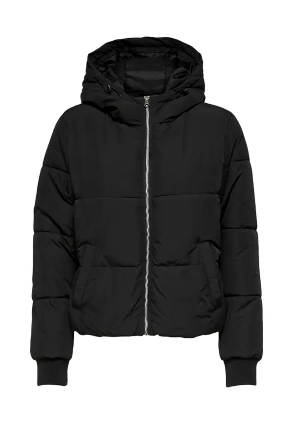 Jacqueline de Yong Črna zimska jakna s kapuco