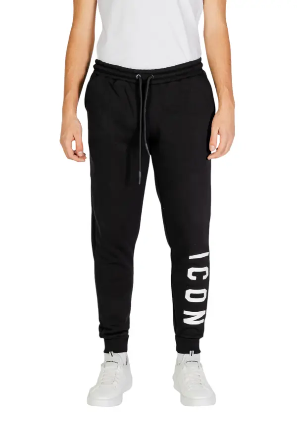 Icon Črne moške trenirke z vezalkami