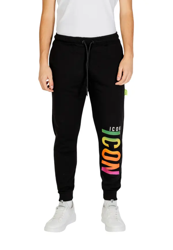 Icon Črne trenirke Icon s potiskom