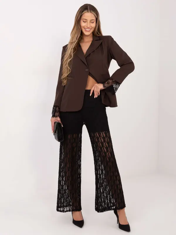 Italy Moda Črne vzorčaste hlače