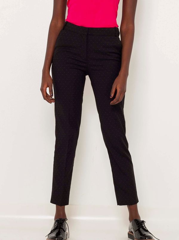 CAMAIEU Črne vzorčaste obrezane ravne hlače CAMAIEU - Ženske