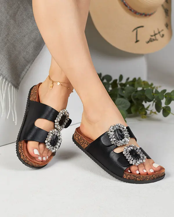 Resti Črne ženske japonke z zaponkami