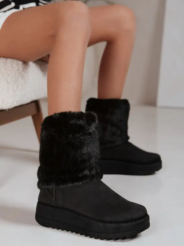 DStreet Črni snežni škornji s krznom