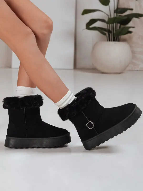 DStreet Črni snežni škornji s krznom