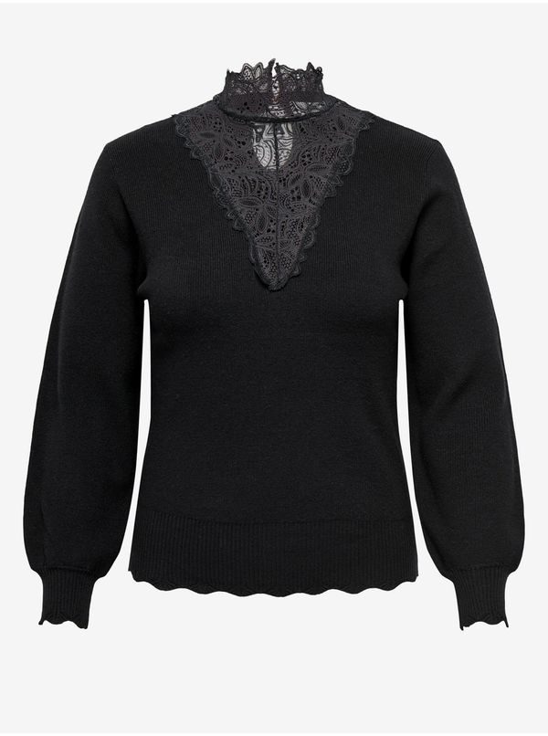 Only Črni ženski pulover s čipko SAMO CARMAKOMA Rebecca - Ženske