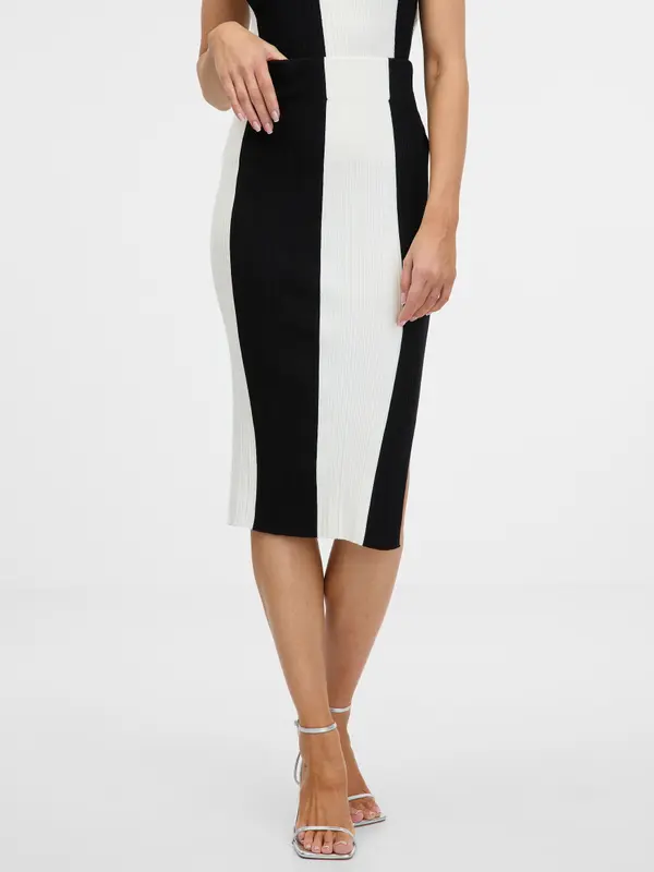 Orsay Črno-belo črtasto midi krilo