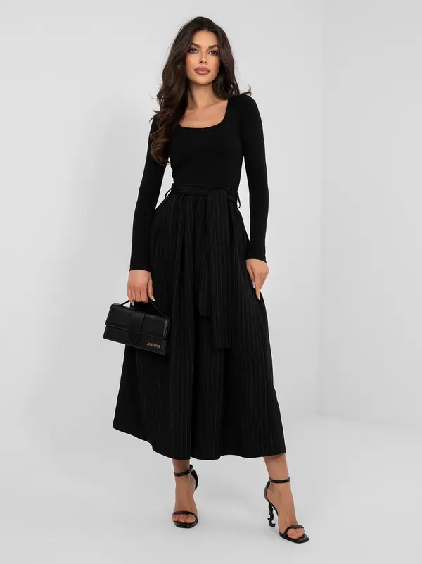 Italy Moda Črno midi krilo z žepi
