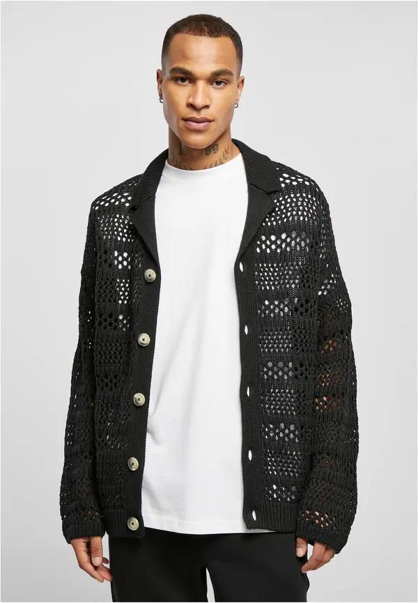 Urban Classics Crocheted Cardigan black