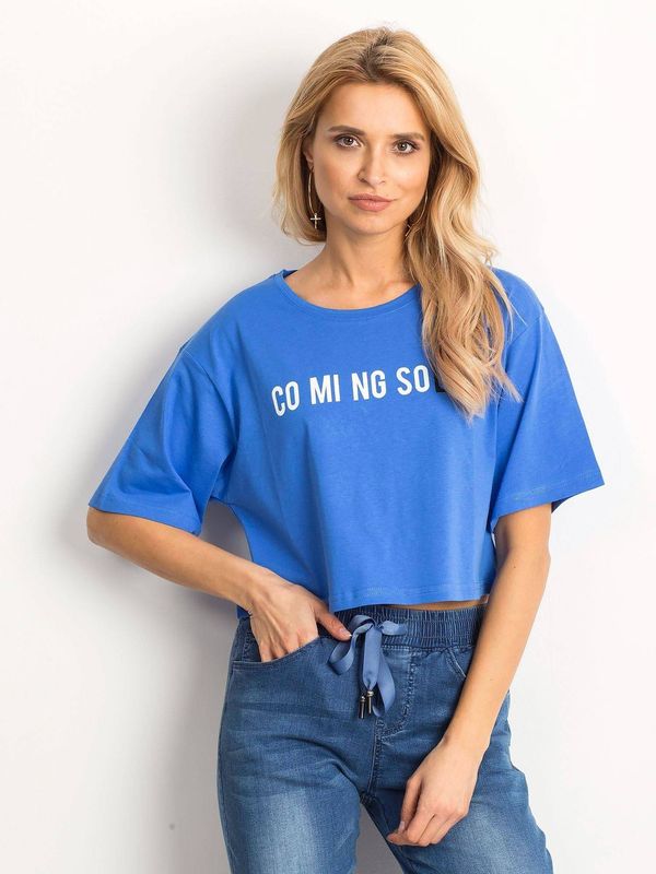 Yups Cropped blouse with text print blue