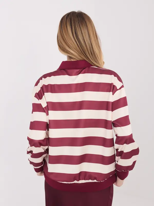 Italy Moda Črtasta bluza v bordo barvi