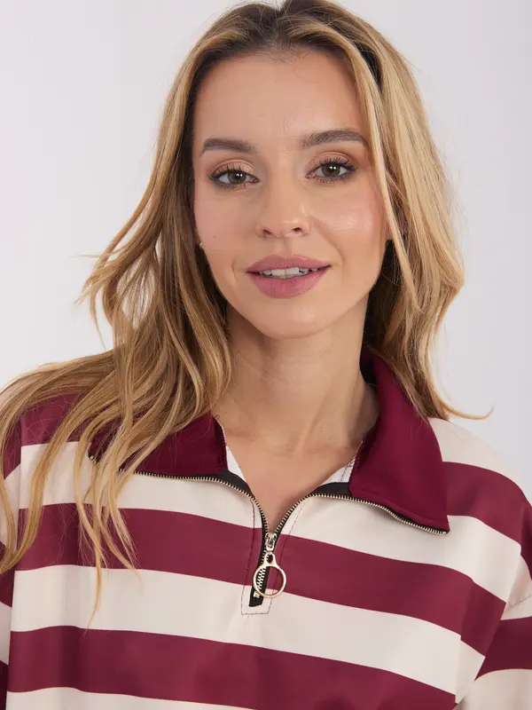 Italy Moda Črtasta bluza z zadrgo