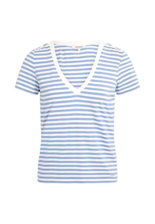 Morgan De Toi Črtasta majica z V-izrezom