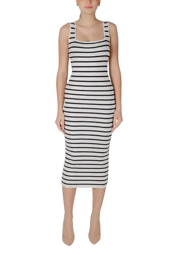 Morgan De Toi Črtasta midi obleka z naramnicami