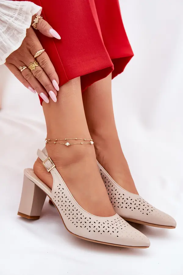 SERGIO LEONE Cutout Sandals With Pointed Toes On A Heel Beige Sergio Leone SK163