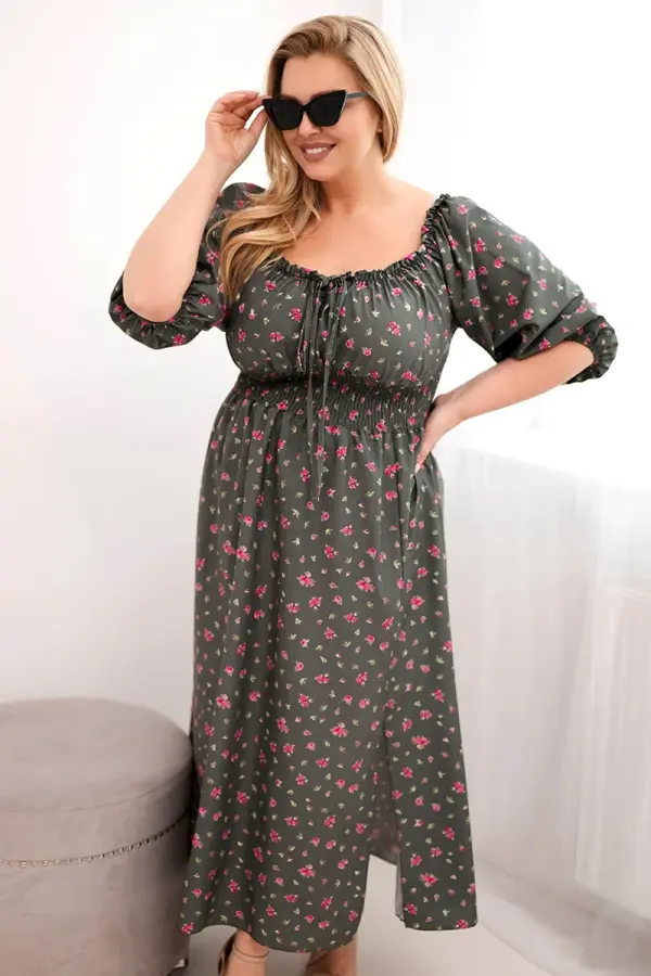 Kesi Włoski Cvetlična dolga obleka Kesi kaki