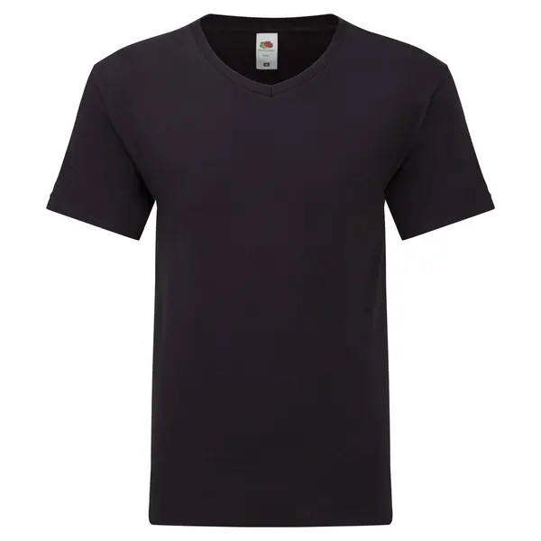 Fruit of the Loom Czarna koszulka męska Iconic V-Neck Fruit of the Loom