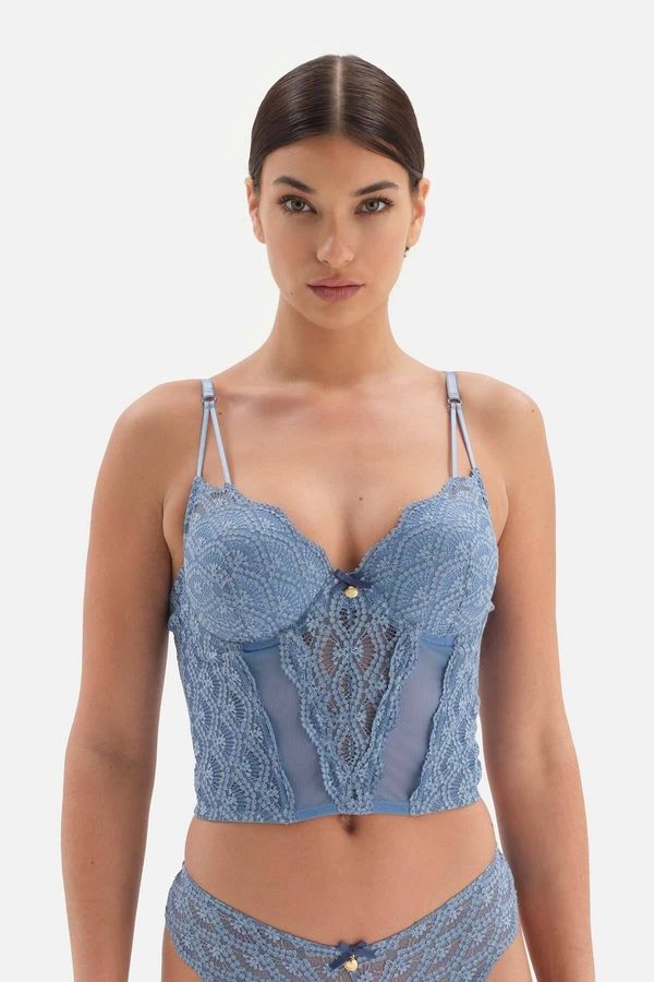 Dagi Dagi Blue Lace Detailed Bustier