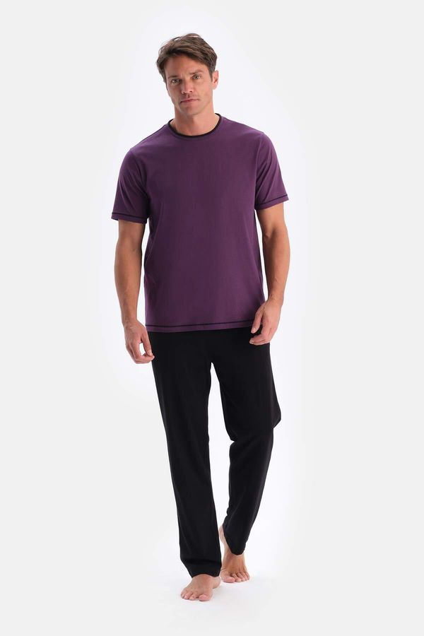 Dagi Dagi Purple Short Sleeve Crew Neck T-Shirt Trousers Pajamas Set