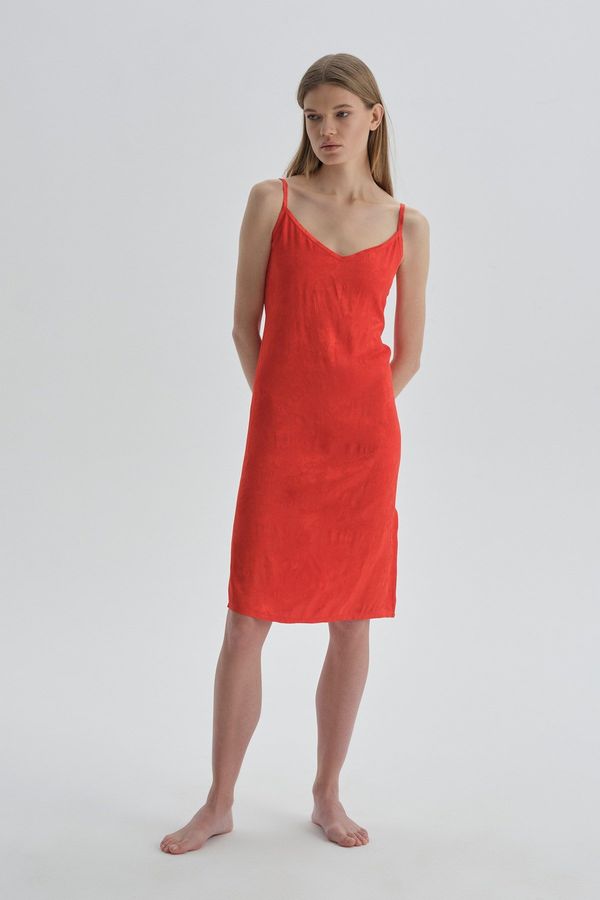 Dagi Dagi Red Fixed Strap Viscose Nightgown