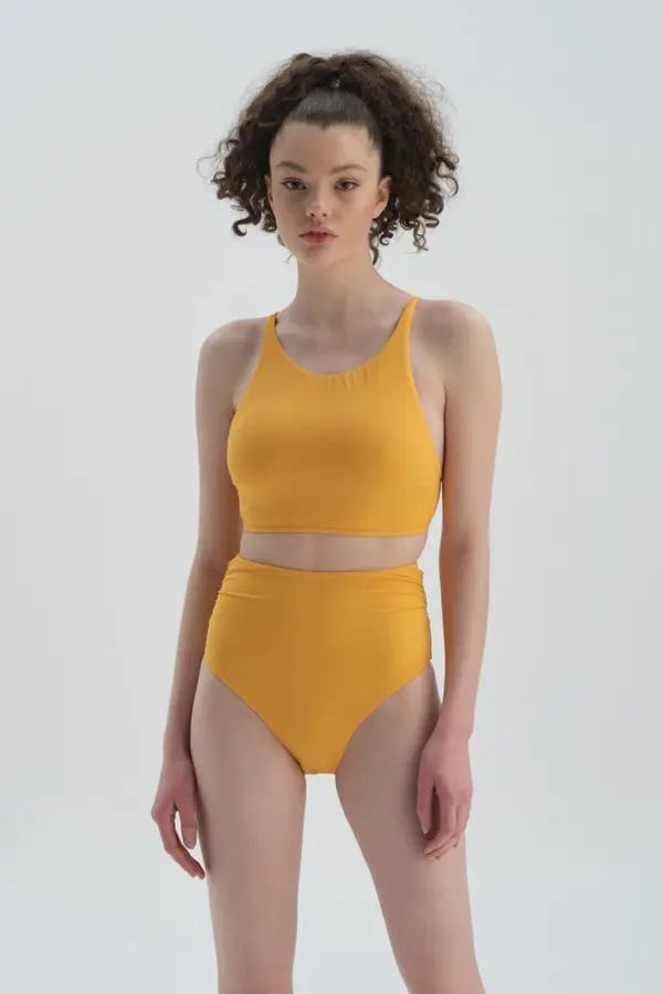 Dagi Dagi rumeno Bikini dno visokega pasu