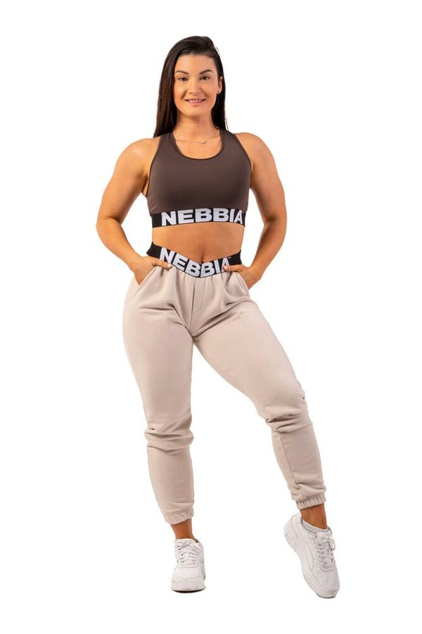 NEBBIA Dámské tepláky Nebbia  Iconic Mid-Waist Sweatpants 408 cream XS