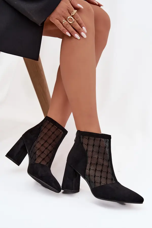 D&A D&A Women's High Heel Ankle Boots with Mesh D A LZ52 944 Black