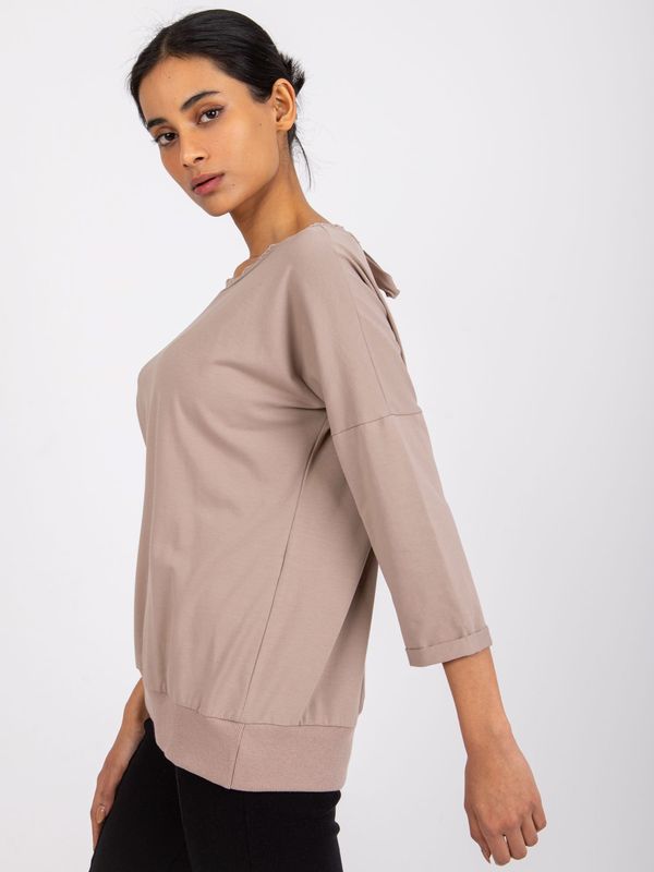 Fashionhunters Dark beige blouse with lace Wioleta RUE PARIS