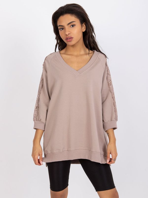 Fashionhunters Dark beige casual blouse Leja RUE PARIS