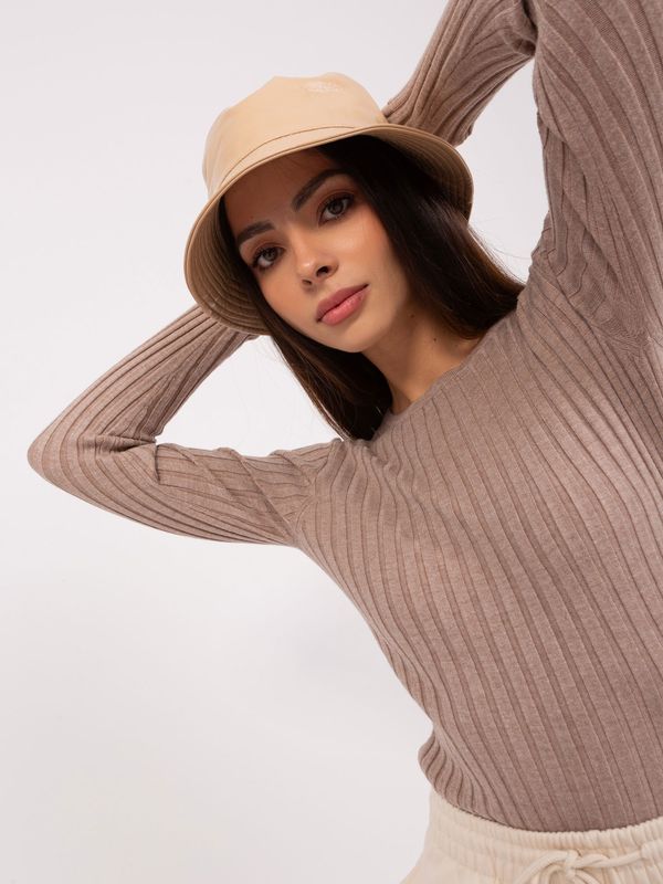 Fashionhunters Dark beige classic striped sweater