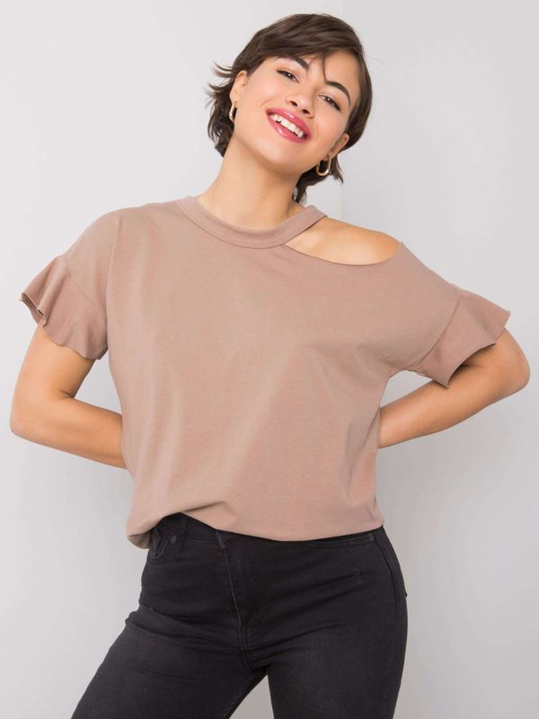 Fashionhunters Dark beige cotton blouse