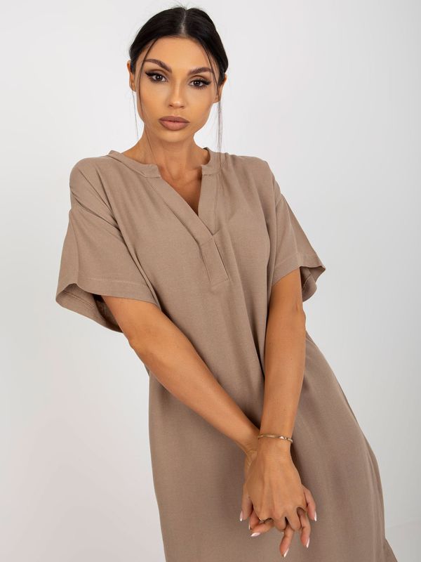 Fashionhunters Dark beige simple dress by OCH BELLA