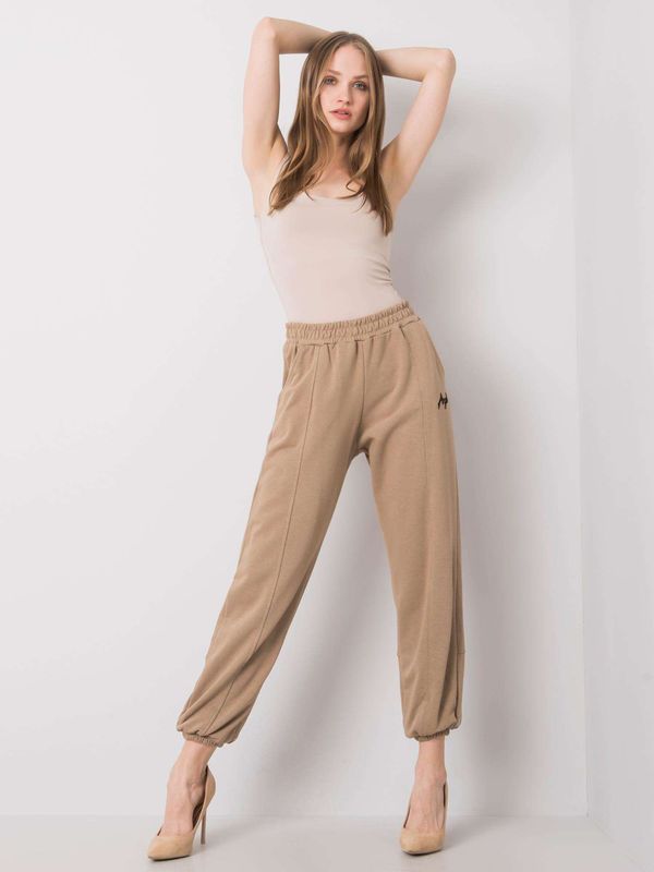 Fashionhunters Dark beige sweatpants Richelle