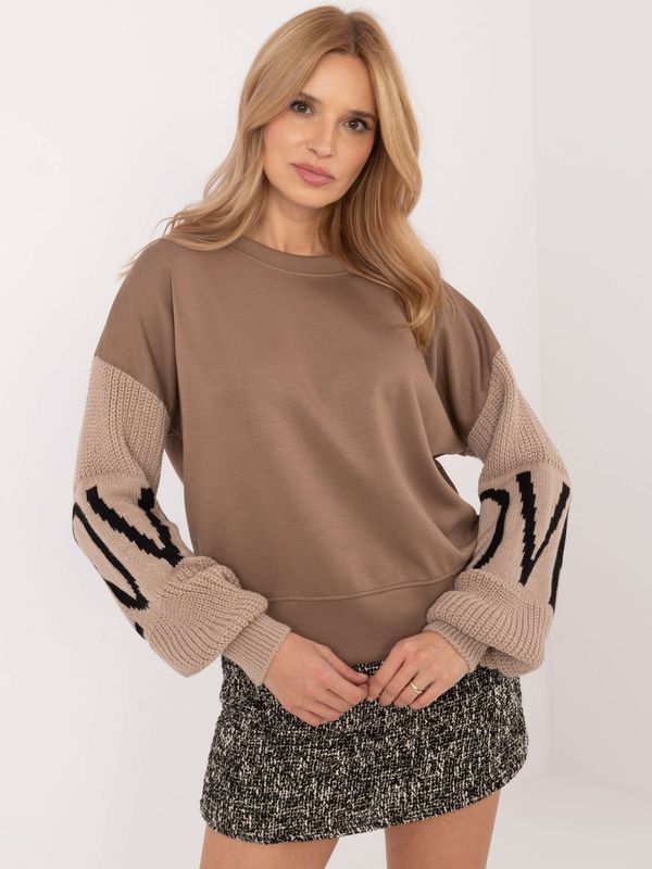 Fashionhunters Dark beige sweatshirt without hood