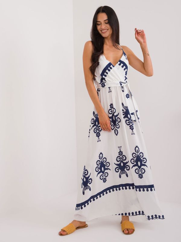 Fashionhunters Dark blue and white long summer dress