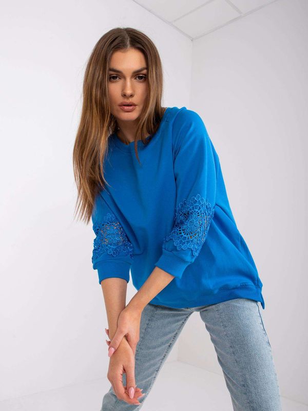 Fashionhunters Dark blue casual blouse Torino RUE PARIS