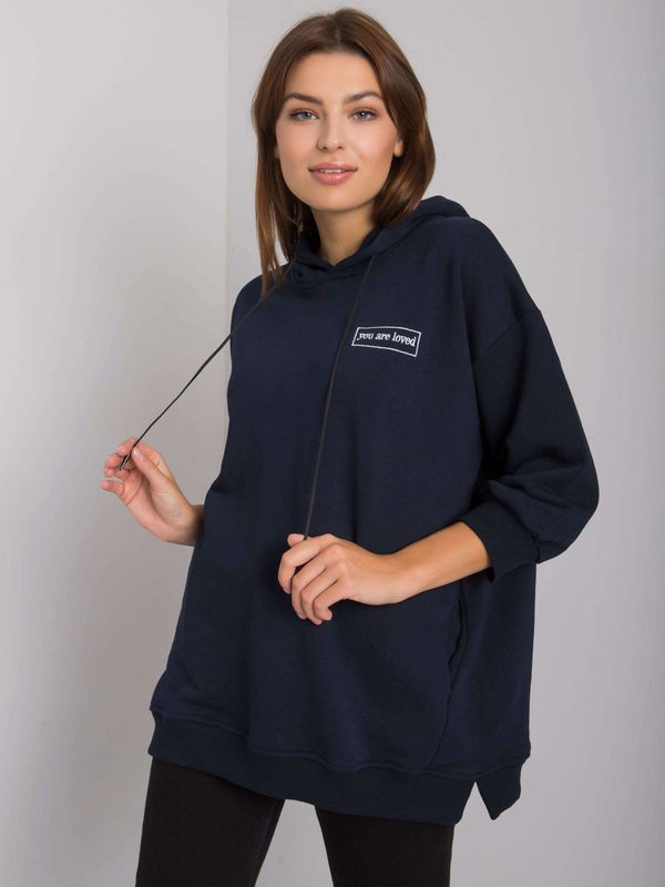 Fashionhunters Dark blue cotton sweatshirt with pockets