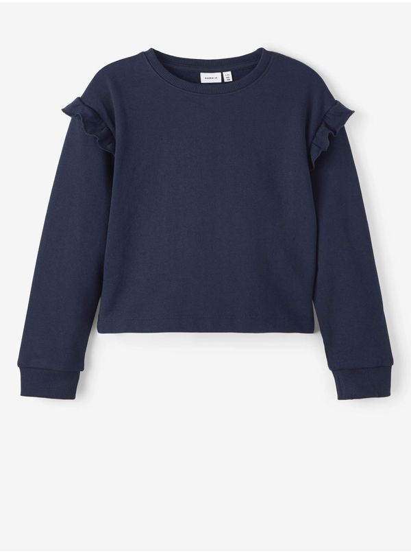 name it Dark blue girl's sweatshirt with gathered sleeves name it Oksus - unisex