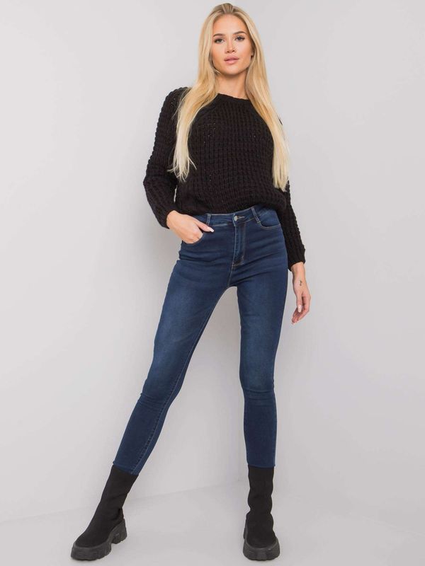 Fashionhunters Dark blue jeans with high waist