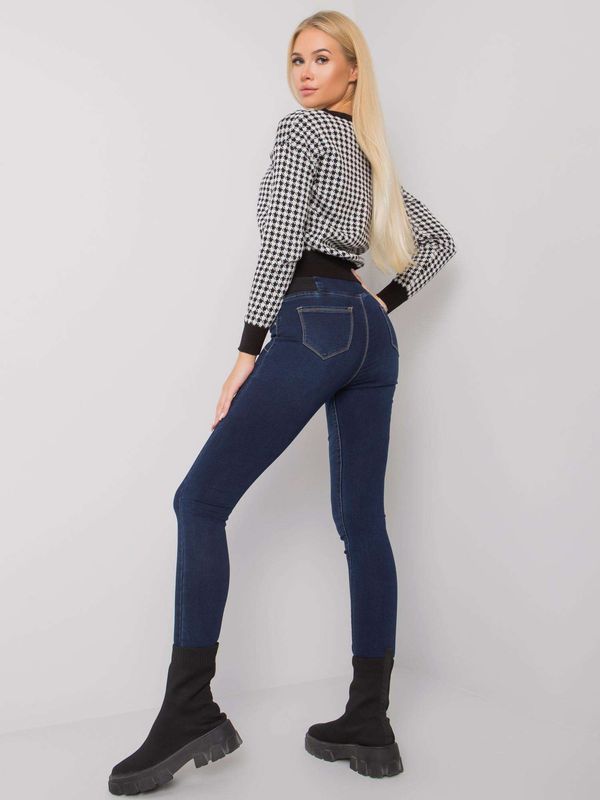 Fashionhunters Dark blue jeggings with high waist