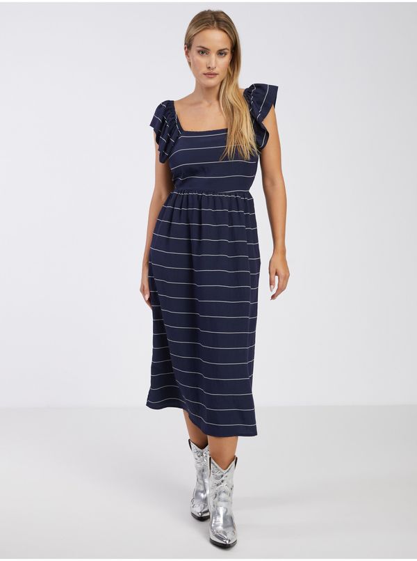 Vila Dark blue ladies striped midishats VILA Rita - Ladies