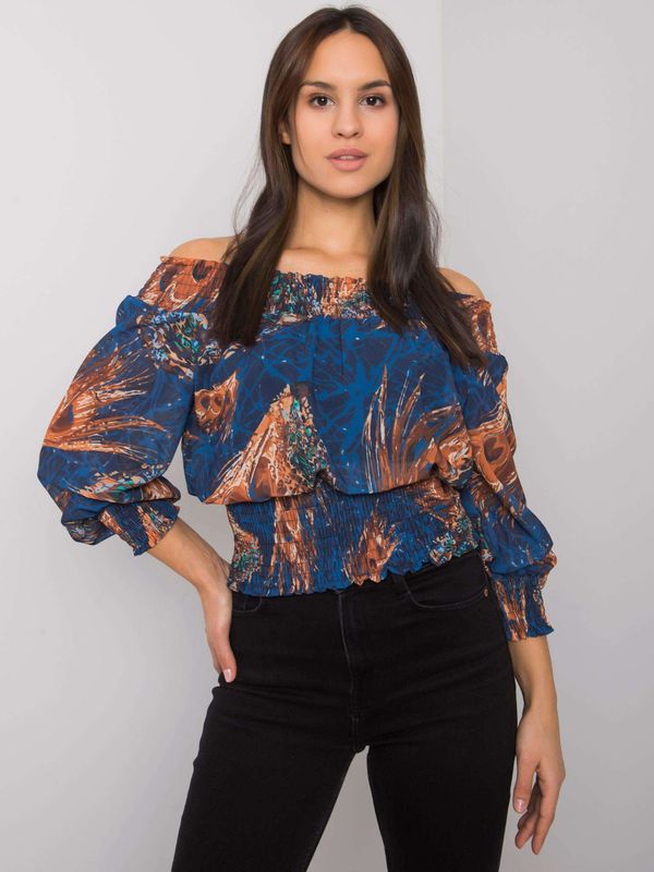 Fashionhunters Dark blue lady's blouse with Nanterre patterns