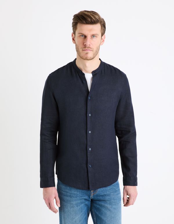 Celio Dark blue men's linen shirt Celio Damaolin