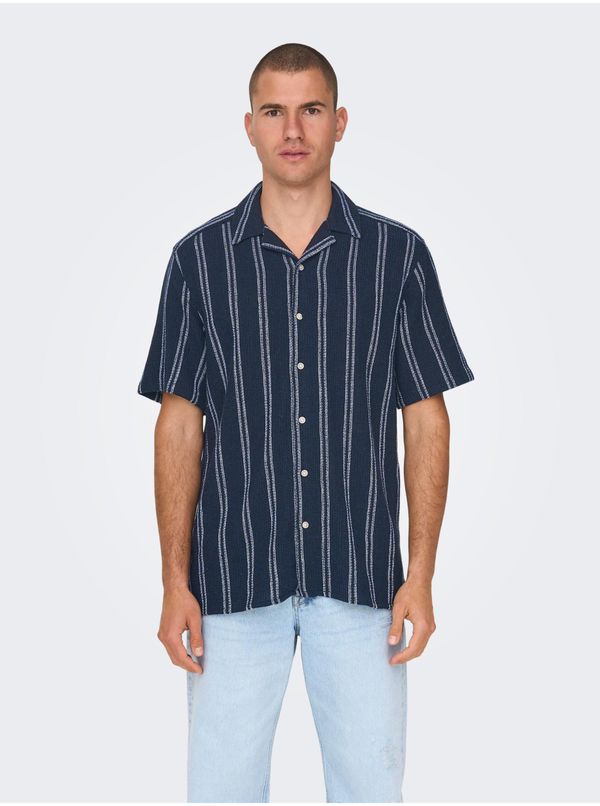 Only Dark blue men's striped shirt ONLY & SONS Trev - Men's