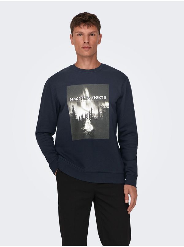 Only Dark blue mens sweatshirt ONLY & SONS Oren - Men