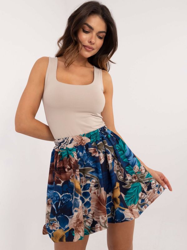 Fashionhunters Dark blue mini skirt with print