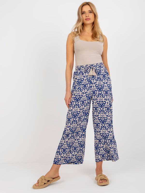 Fashionhunters Dark blue palazzo trousers made of viscose fabric SUBLEVEL