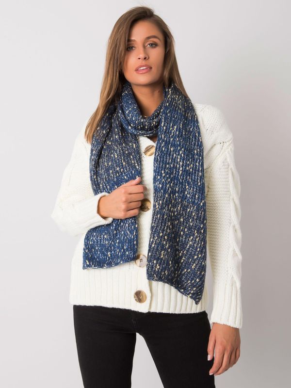 Fashionhunters Dark blue scarf with metallic thread