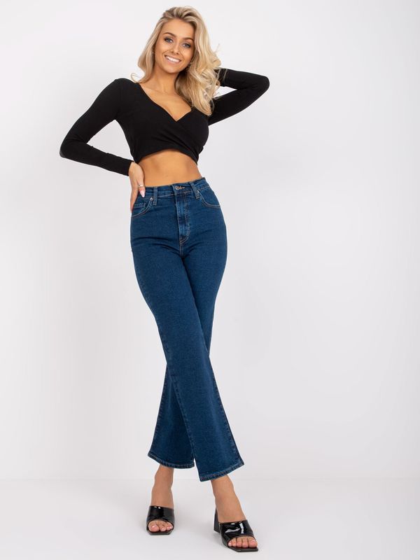 Fashionhunters Dark blue straight jeans with high waist by Marcela RUE PARIS