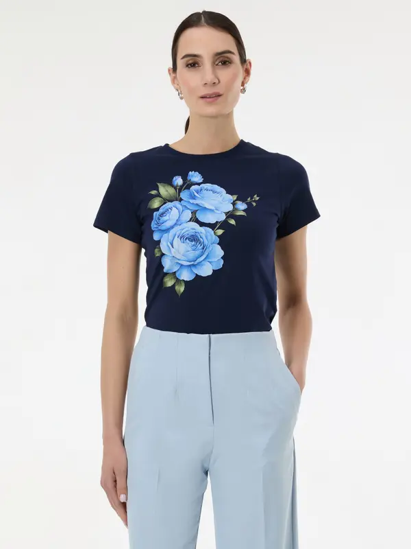 Orsay Dark blue women's T-shirt with ORSAY print - Women's
