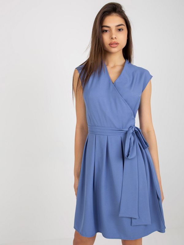 Fashionhunters Dark blue wrap cocktail dress by Melissa